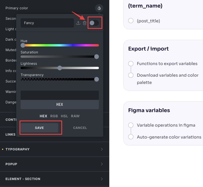 color palette from figma to bricks builder 07