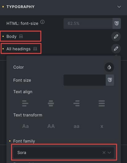 font-family bricks builder